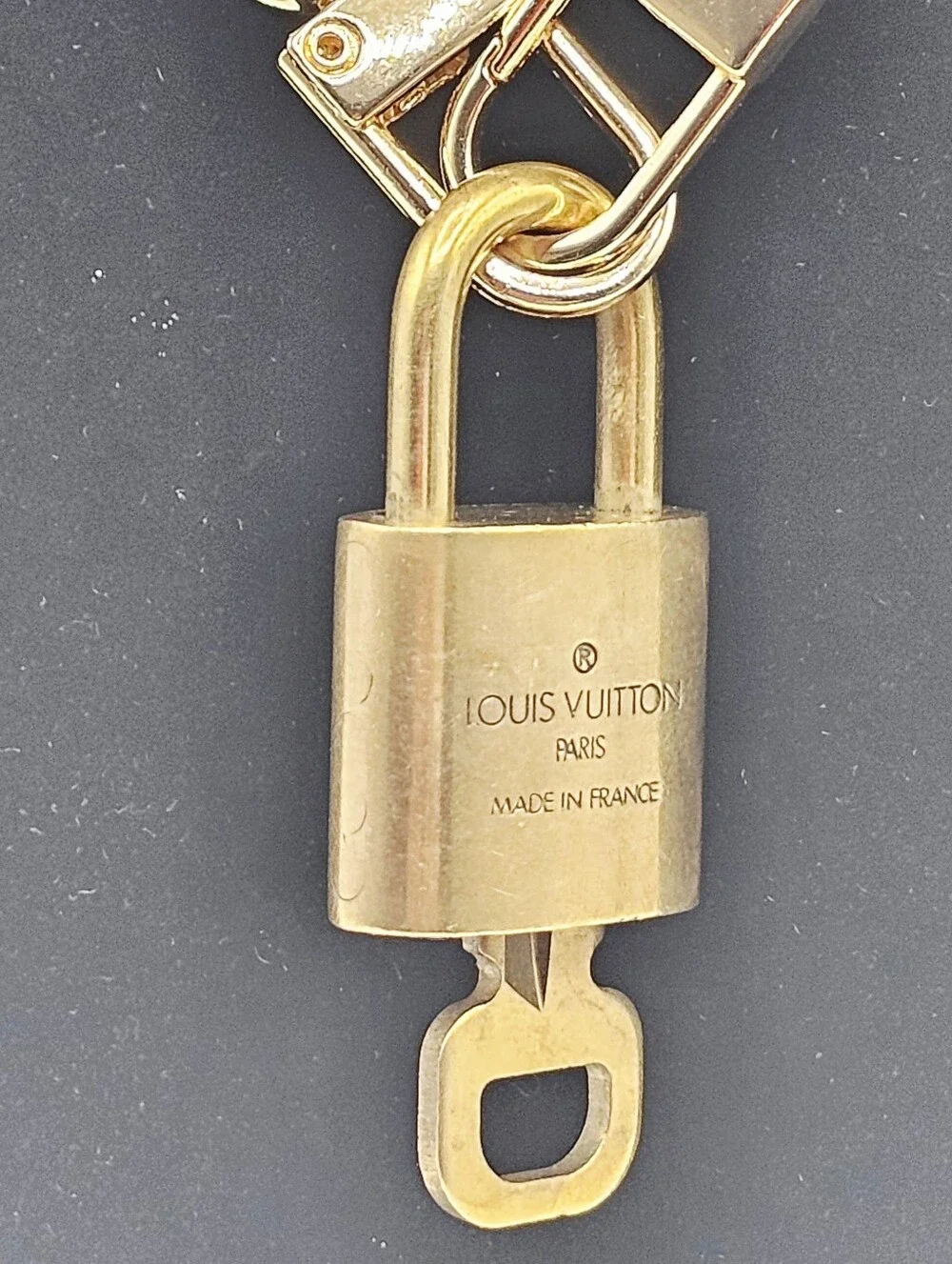 Louis Vuitton Brass Padlock and Key Chain Necklace